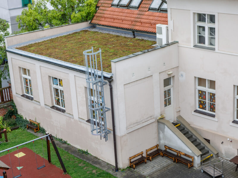 Zelená střecha na Benešově základní škole